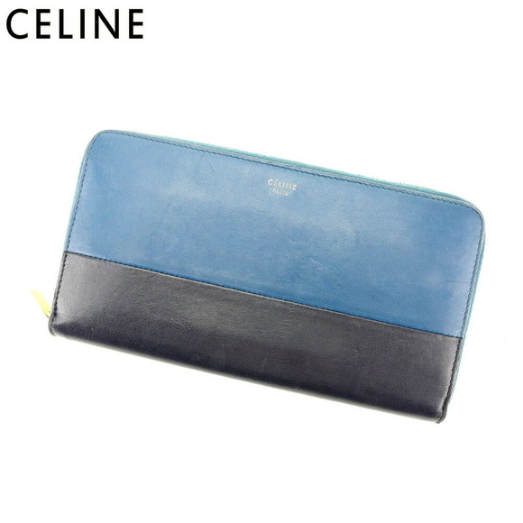 Celine long Zip Blue leather Wallet - Picture 1 of 6